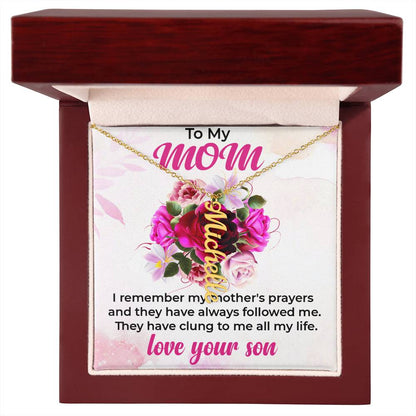 To My Mom | Vertical Name Necklace Gift from Son