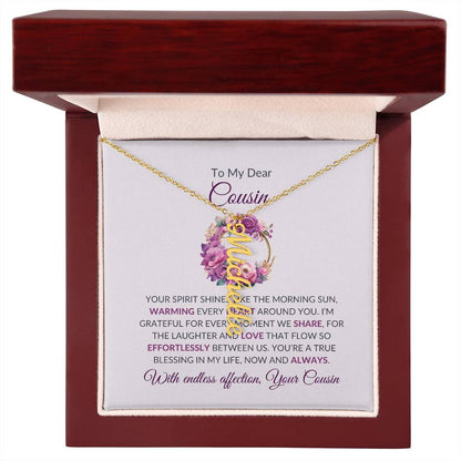 Custom Name Necklace | Cousin Necklace | To My Dear Cousin - Vertical Name Necklace | Cousin Friendship Necklace