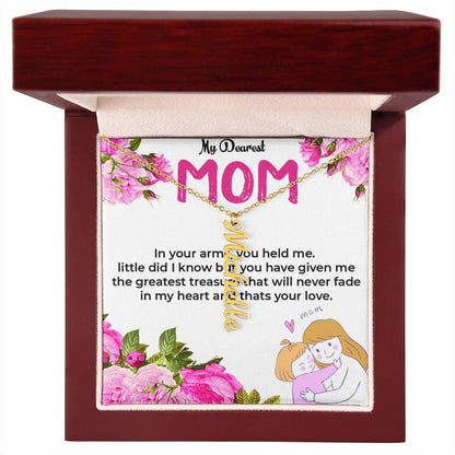 To My Dearest Mom | Vertical Style Name Necklace Gift | Gift For Mom