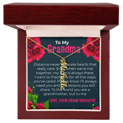 To My Grandma | Elegant Vertical Name Necklace Gift from Granddaughter | Gift for Grandma