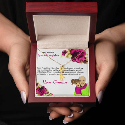To My Beautiful Granddaughter Necklace | Vertical Style Name Necklace Gift from Grandpa