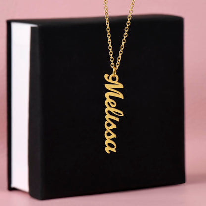To My Beautiful Mom | Sleek Vertical Custom Name Necklace for Daily Wear