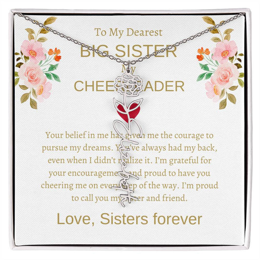 For My Dearest Big Sister Flower Name Necklace | Gift for Sister | Necklace Gift for Sister