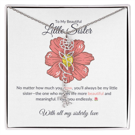 Flower Name Necklace | To my Adorable Sister Flower Name Jewelry | Gift for Sister