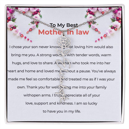 To The Best Mother-in-Law | Elegant Flower Name Necklace |  Custom Name Necklace