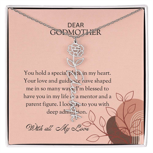 Flower Name Necklace for Special Godmother | A Charming Floral Keepsake to Show Your Appreciation | Godmother Gift