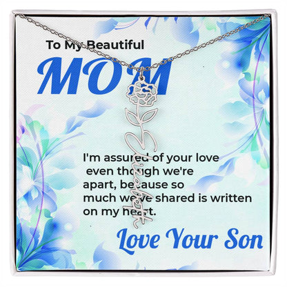 To My Beautiful Mom | Flower Style Name Necklace Gift from Son