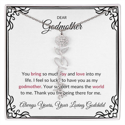Flower Name Necklace for Lovely Godmother | A Whimsical Gift to Brighten Her Day | Godmother Gift