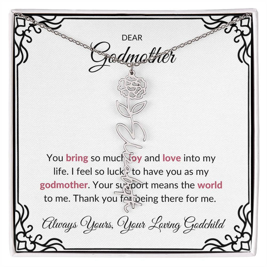 Flower Name Necklace for Lovely Godmother | A Whimsical Gift to Brighten Her Day | Godmother Gift