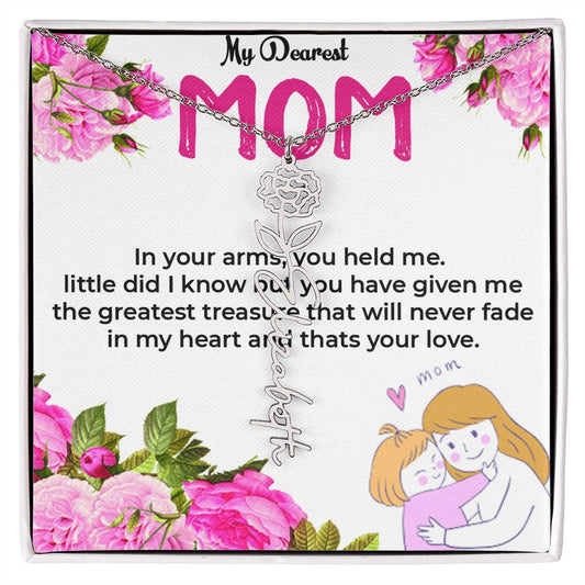 To My Dearest Mom | Flower Style Name Necklace Gift