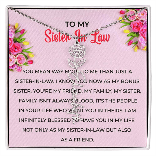 To My Sister-in-law Flower Name Necklace | Unique Floral Necklace | Special Sister-in-Law Gift