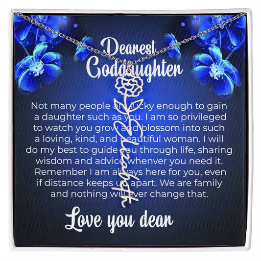 To My Dearest Goddaughter | Unique Flower Style Name Necklace with a Special Card