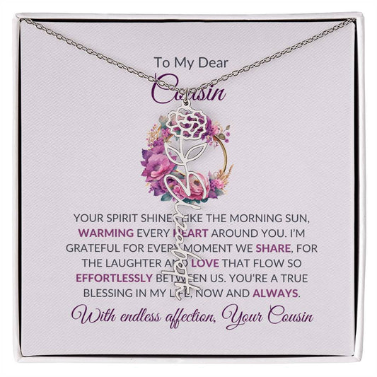Flower Custom Name Necklace | Cousin Necklace | To My Dear Cousin - Flower Name Necklace | Cousin Friendship Necklace