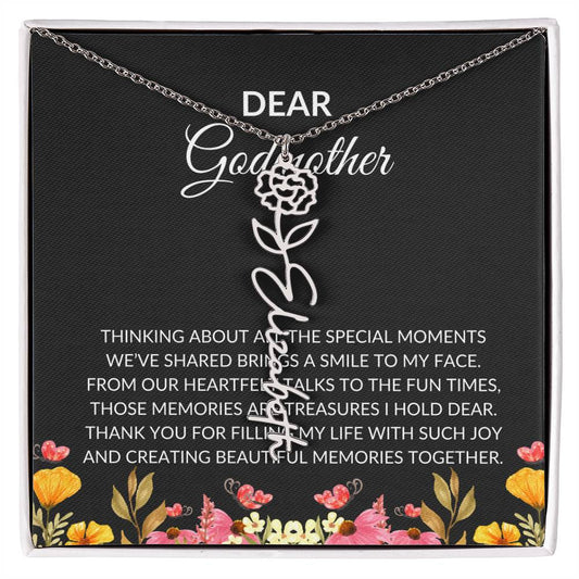Flower Name Necklace for Dear Godmother | A Unique Floral Design to Celebrate Godmother  Bond | Godmother Gift