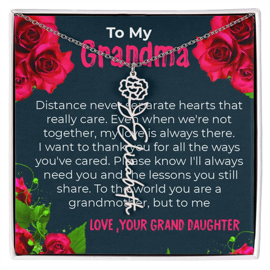 To My Grandma | Elegant Flower Style Name Necklace Gift from Granddaughter | Gift for Grandma