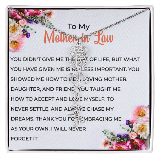 To My Cherished Mother-in-Law | Flower Name Custom Name Necklace