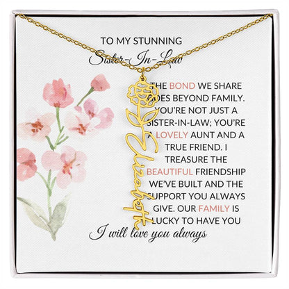 To My Stunning Sister-in-law Flower Name Necklace | Personalized Necklace | Sister-in-Law Gift