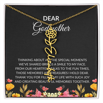 Flower Name Necklace for Dear Godmother | A Unique Floral Design to Celebrate Godmother  Bond | Godmother Gift
