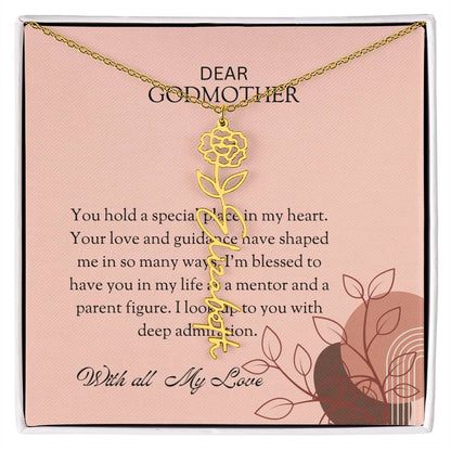 Flower Name Necklace for Special Godmother | A Charming Floral Keepsake to Show Your Appreciation | Godmother Gift