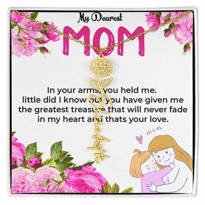 To My Dearest Mom | Flower Style Name Necklace Gift
