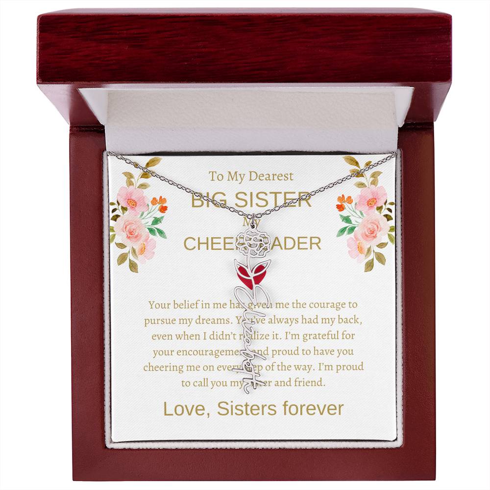 For My Dearest Big Sister Flower Name Necklace | Gift for Sister | Necklace Gift for Sister