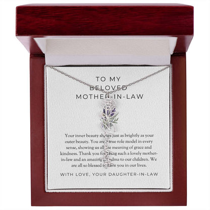 To My Beloved Mother-in-Law | Heartfelt Flower Name Necklace | Custom Name Necklace