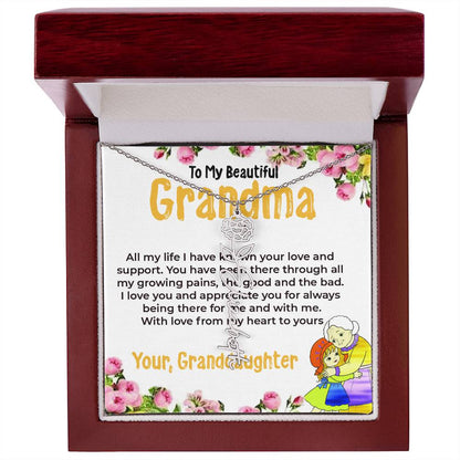 To My Beautiful Grandma | Flower Style Name Necklace Gift from Granddaughter | Gift for Grandma