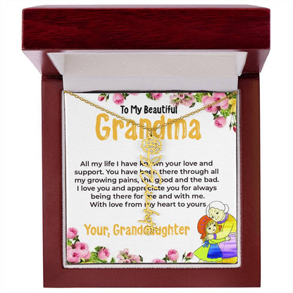 To My Beautiful Grandma | Flower Style Name Necklace Gift from Granddaughter | Gift for Grandma