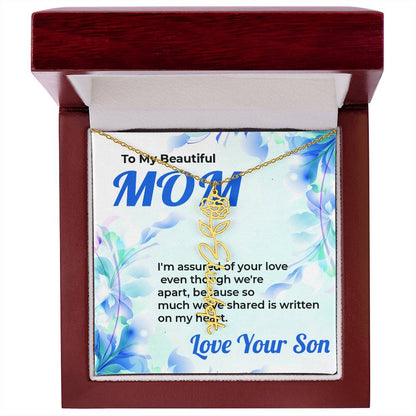 To My Beautiful Mom | Flower Style Name Necklace Gift from Son