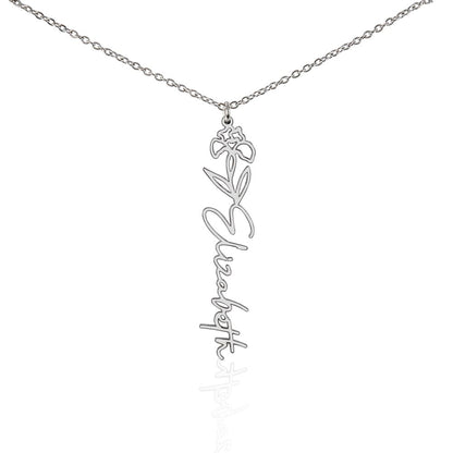 To My Grandma | Elegant Flower Style Name Necklace Gift from Granddaughter | Gift for Grandma