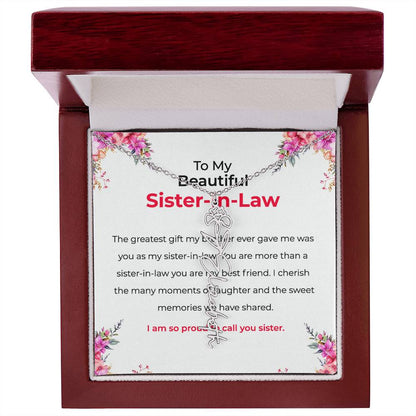 To My Beautiful Sister-in-law Flower Name Necklace | Custom Floral Necklace | Sister-in-Law Gift