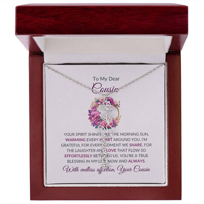 Flower Custom Name Necklace | Cousin Necklace | To My Dear Cousin - Flower Name Necklace | Cousin Friendship Necklace