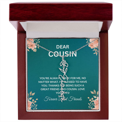 Custom Name Necklace | To My Cousin My Forever Best Friend - Flower Name Necklace | Cousin Friendship Necklace