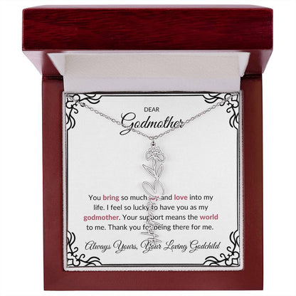 Flower Name Necklace for Lovely Godmother | A Whimsical Gift to Brighten Her Day | Godmother Gift