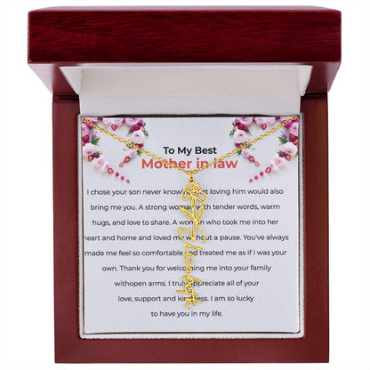 To The Best Mother-in-Law | Elegant Flower Name Necklace |  Custom Name Necklace