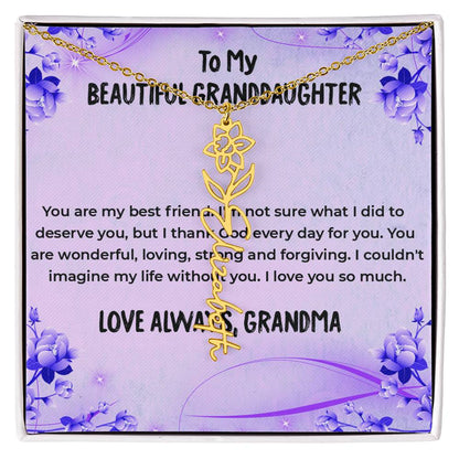 To My Wonderful Granddaughter Necklace | Flower Style Name Necklace Gift from Grandma