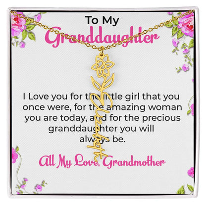 To My Special Granddaughter Necklace | Flower Style Name Necklace Gift from Grandma