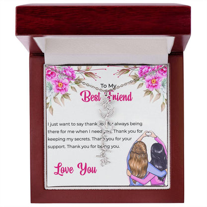 Flower Name Necklace | To My Lifetime Best Friend - Personalized Name Necklace | Friendship Necklace