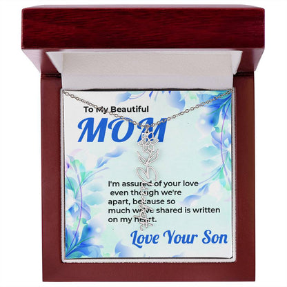 To My Beautiful Mom | Flower Style Name Necklace Gift from Son