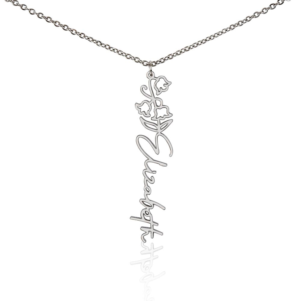 To My Grandma | Elegant Flower Style Name Necklace Gift from Granddaughter | Gift for Grandma