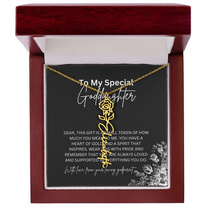 To My Special Goddaughter | Delicate Flower Name Necklace with a Loving Message