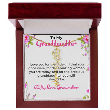 To My Special Granddaughter Necklace | Flower Style Name Necklace Gift from Grandma