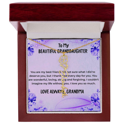To My Wonderful Granddaughter Necklace | Flower Style Name Necklace Gift from Grandma