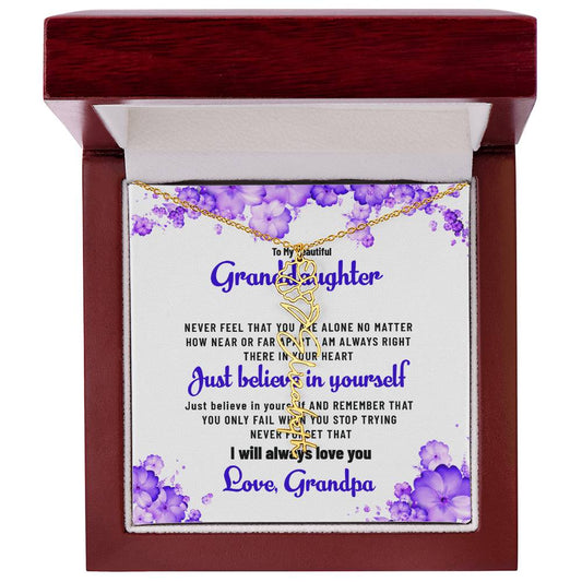 To My Lovely Granddaughter Necklace | Flower Style Name Necklace Gift from Grandpa