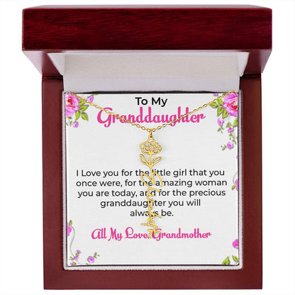 To My Special Granddaughter Necklace | Flower Style Name Necklace Gift from Grandma