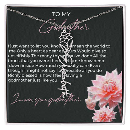 Flower Name Necklace for Godmother | A Beautiful Bloom to Honor Your Love | Godmother Gift