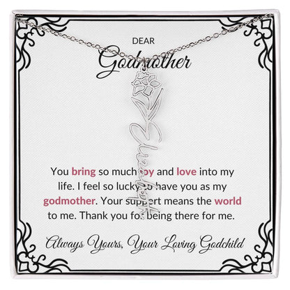 Flower Name Necklace for Lovely Godmother | A Whimsical Gift to Brighten Her Day | Godmother Gift