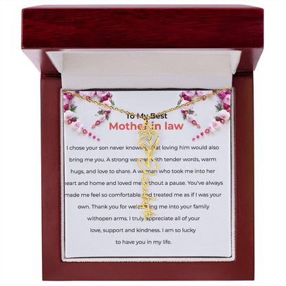To The Best Mother-in-Law | Elegant Flower Name Necklace |  Custom Name Necklace