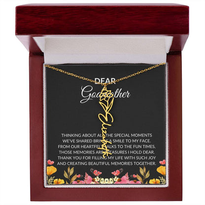 Flower Name Necklace for Dear Godmother | A Unique Floral Design to Celebrate Godmother  Bond | Godmother Gift