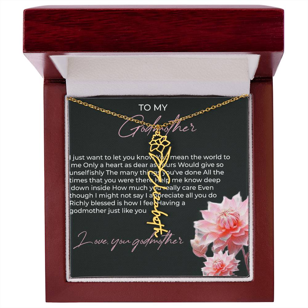 Flower Name Necklace for Godmother | A Beautiful Bloom to Honor Your Love | Godmother Gift